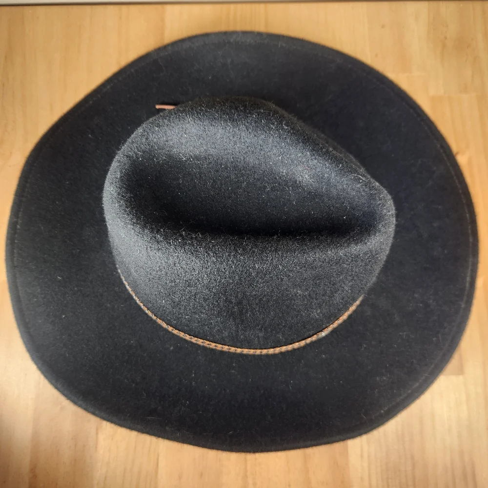 OUTBACK Cowboy Hat Men’s Wool Tassy Crusher Small Med Black Western Cattleman